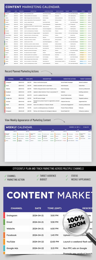 Calendario de Marketing de Contenido Plantilla