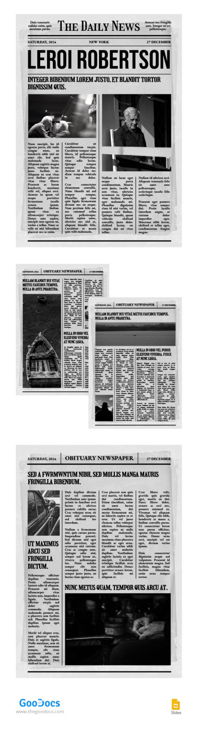 Conventional Obituary Newspaper Template