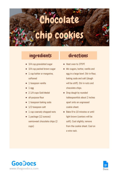 Recette de cookies simple Modèle