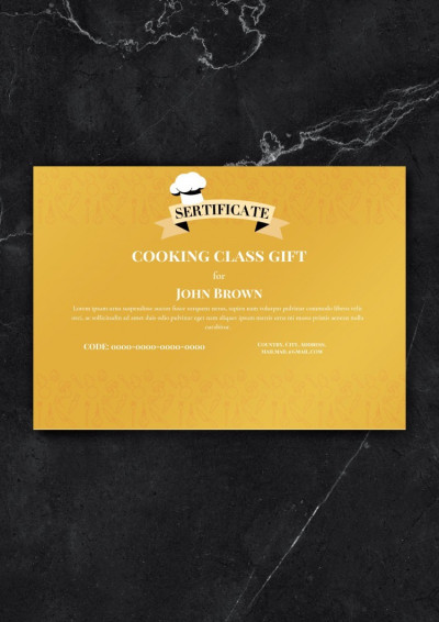 Cooking Class Gift Certificate Template