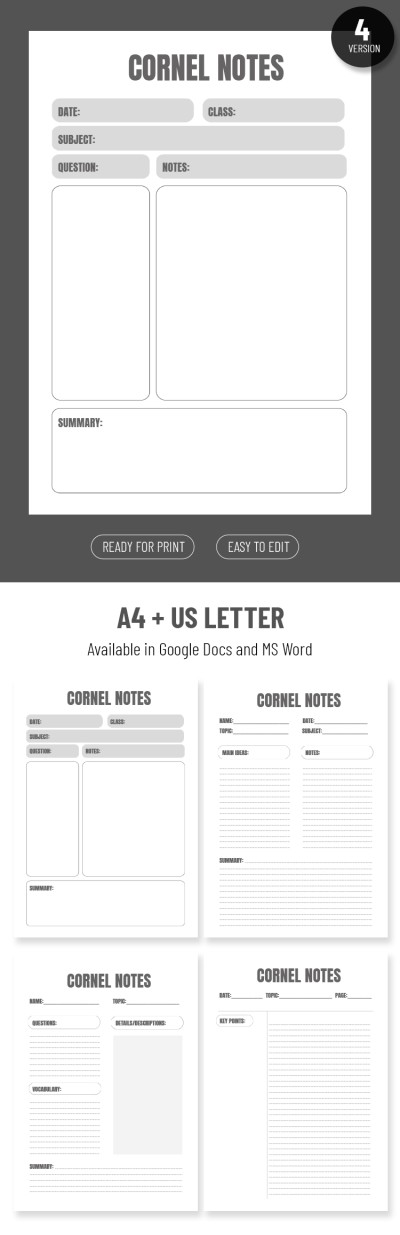 Cornel Notes Template