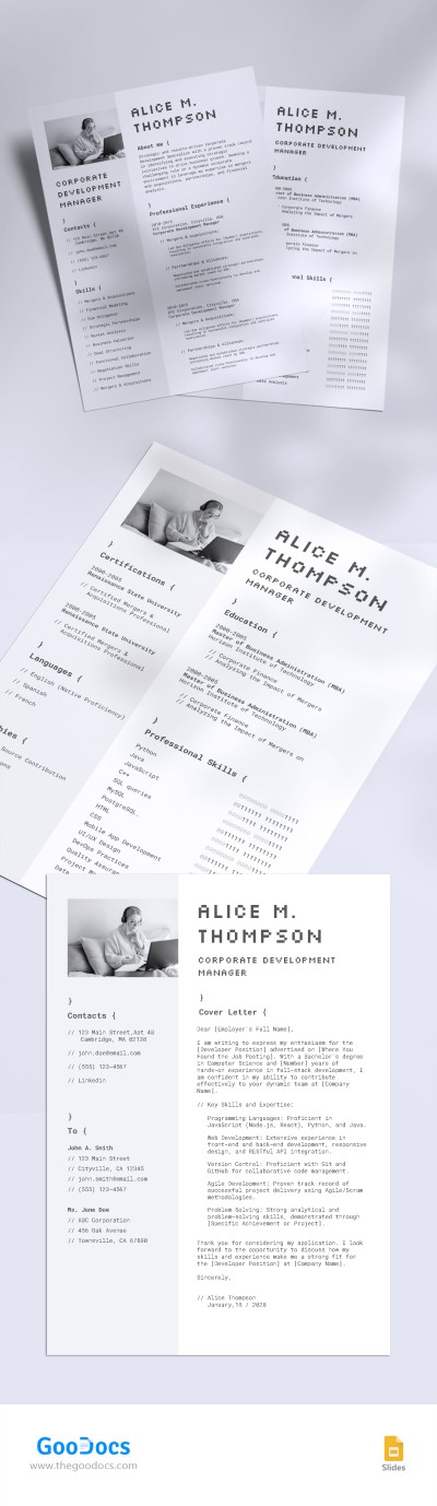 Corporate Development Resume Template