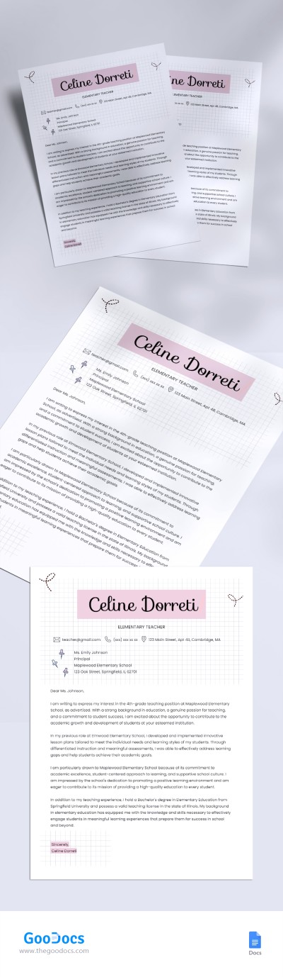 Cover Letter Teacher Template