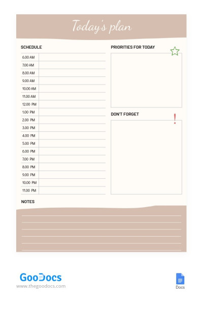 Beige Creme Ästhetischer Tagesplan