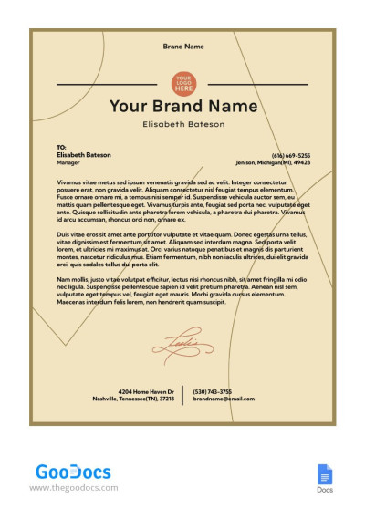 Cream Personal Letterhead Template