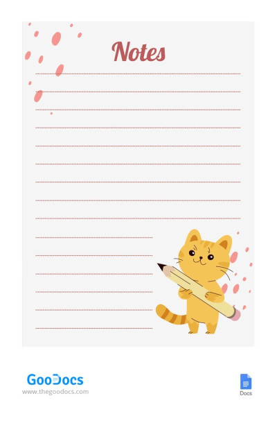 Cute Animal Notes Template