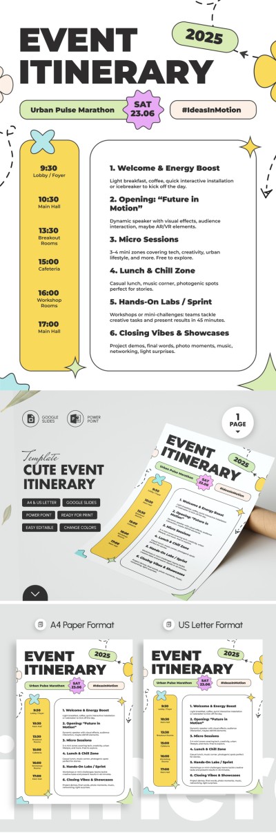 Cute Event Itinerary Template Template