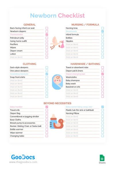 New Baby Checklist - Printable Newborn Checklist and Baby Checklist