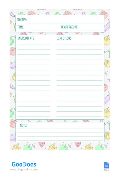 Cute Patterned Recipe Template In Google Docs