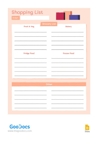 Cute Peach Shopping List Template