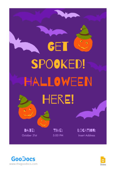 Lindo póster de Halloween Morado Plantilla
