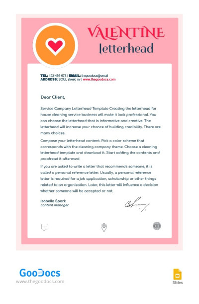 Cute Valentine Letterhead Template