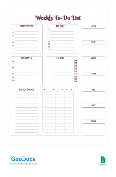 Cute Weekly To-Do List Template