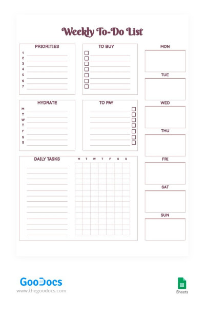 Free Cute Weekly To-Do List Template In Google Sheets