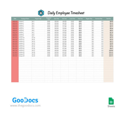 Daily Employee Timesheet Template