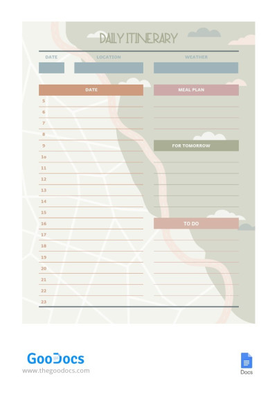 Itinerario diario Plantilla