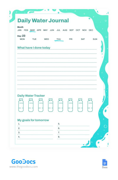 Daily Water Journal Template
