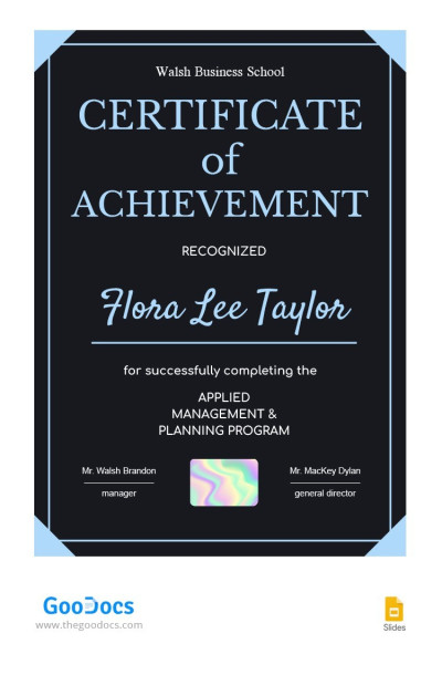 Dark Achievement Certificate - Achievement Certificates