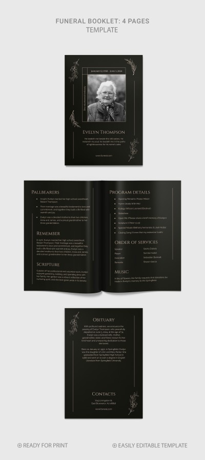 Dark Funeral Booklet Template