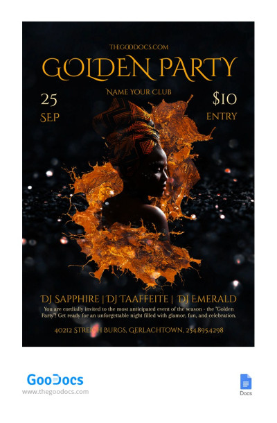 Dark Golden Party Flyer - Gold party Flyers
