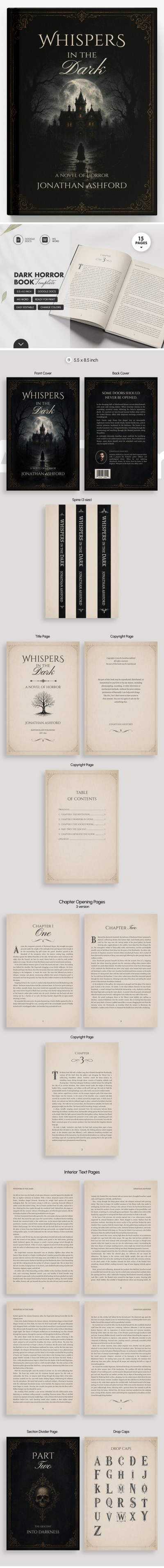 Dark Horror Book Template Template