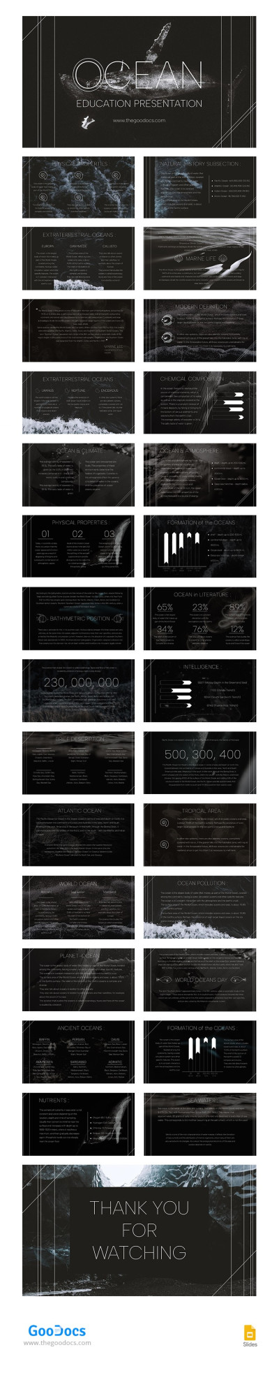 Educación oceánica minimalista y oscura. Plantilla