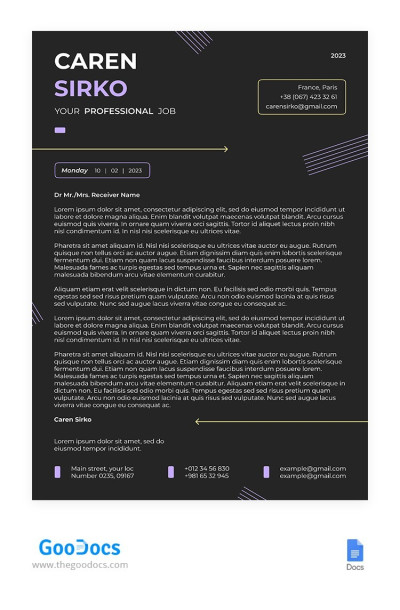 Dark Personal Cover Letter Template