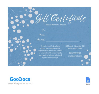 Delicate Blue Gift Certificate - Gift Certificates