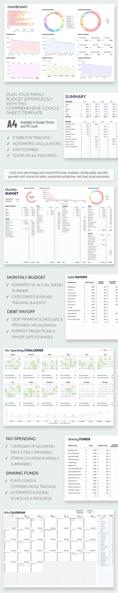 Detaillierte Familienbudget-Vorlage