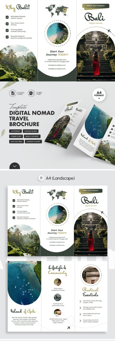 Digital Nomad Travel Brochure Template Template