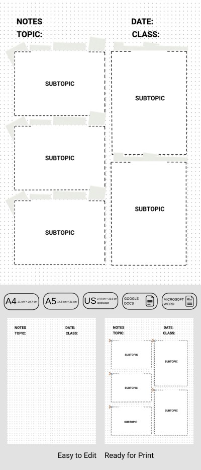 Modèle de notes de cours DIY – Augmenter l'efficacité de l'étude Modèle