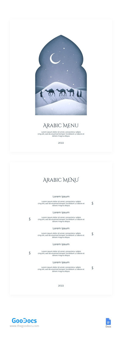 Disegno del menu del ristorante arabo Modello