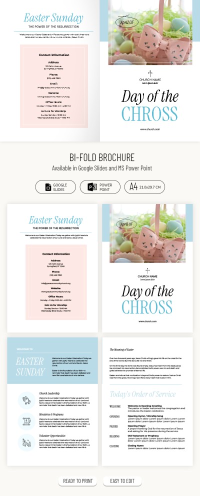 Bifold Easter Church Brochure Template Template