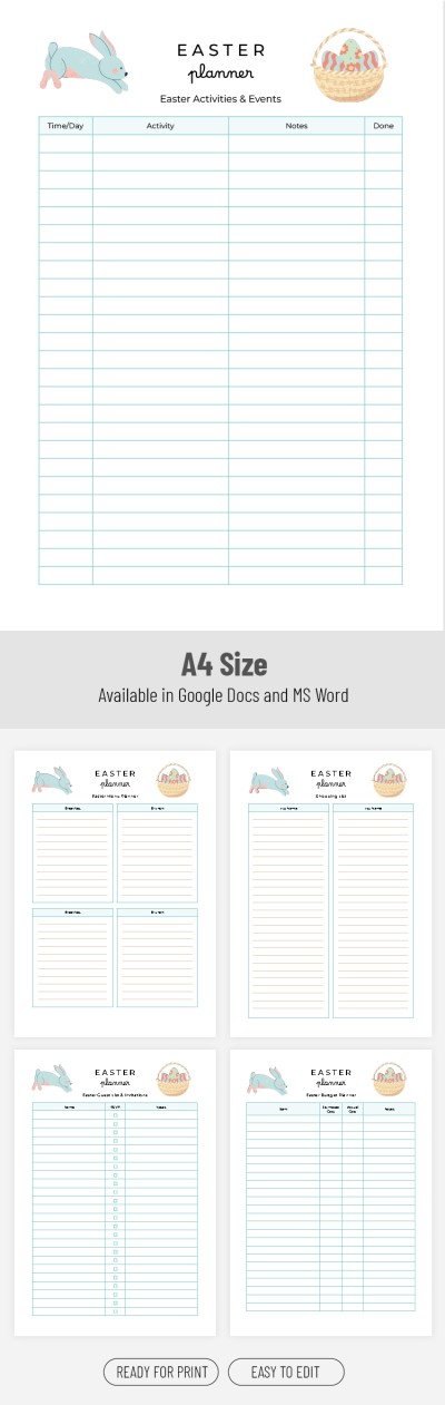 Plantilla del Planificador de Pascua Plantilla