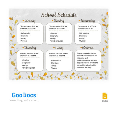 Easy And Simple School Schedule Template