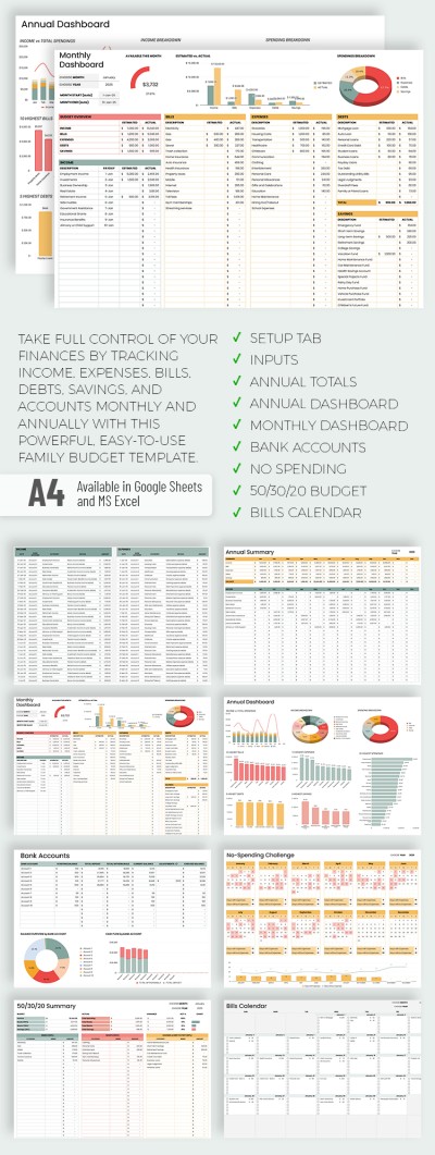 Easy-to-Use Family Budget Tracker Template