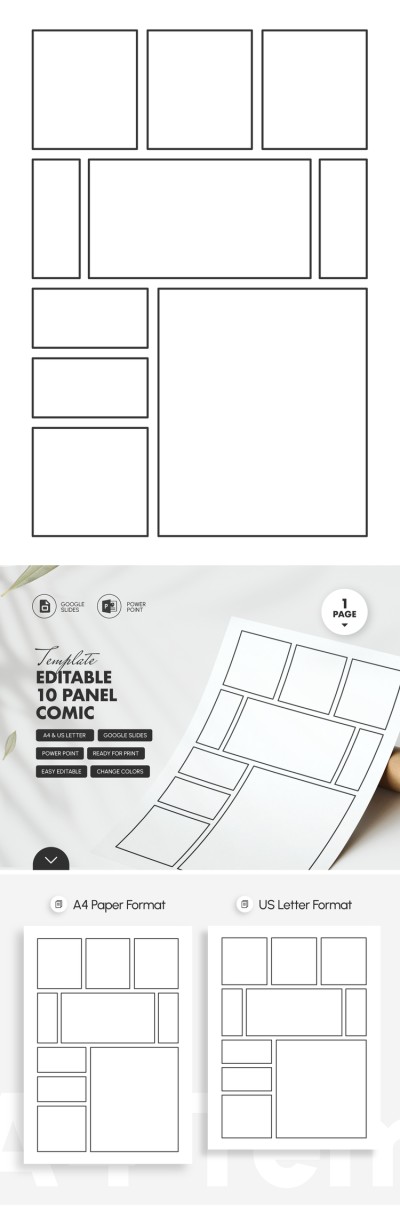 Editable 10 Panel Comic Template Template