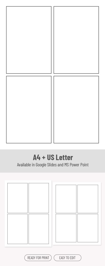 Modelo de Quadrinhos Editável de Quatro Painéis Modelo