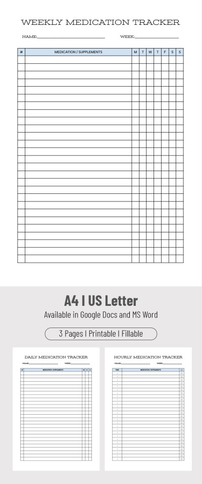 Seguimiento semanal de medicamentos - Plantilla de lista de medicamentos Plantilla