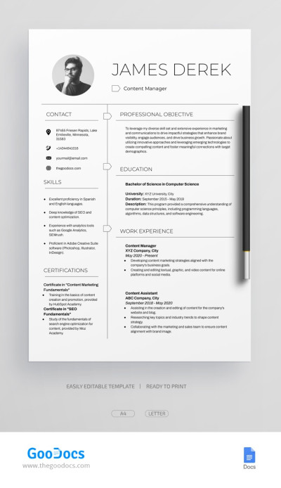 Curriculum professionale modificabile Modello