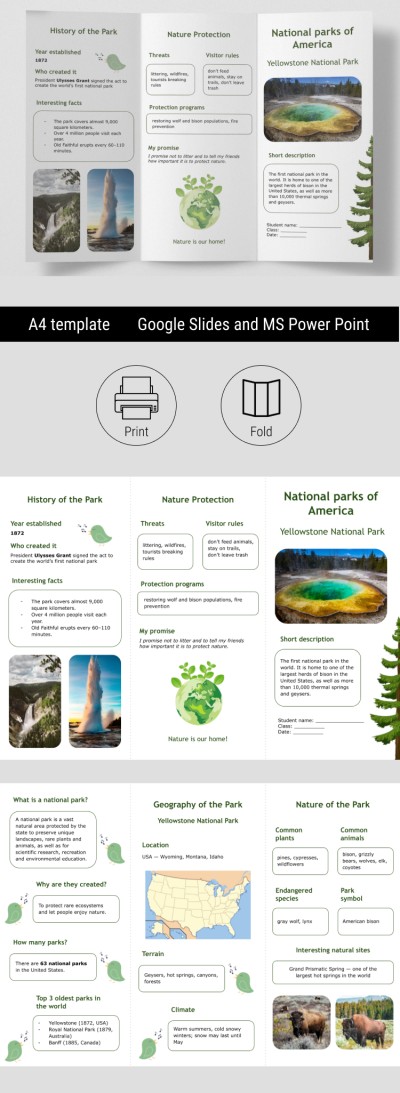 Educational National Parks Brochure for Classroom