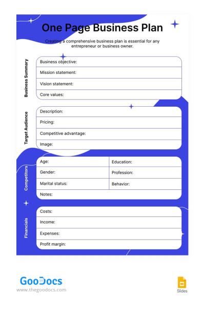 Elegant Blue Business Plans Template