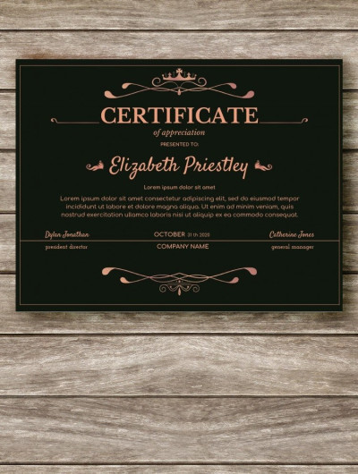 Elegante Certificado de Agradecimiento Plantilla