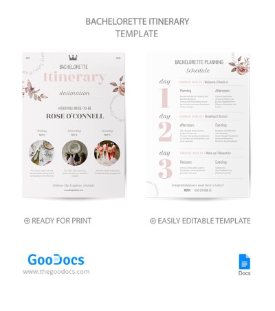 Pastel Bachelorette Itinerary Template