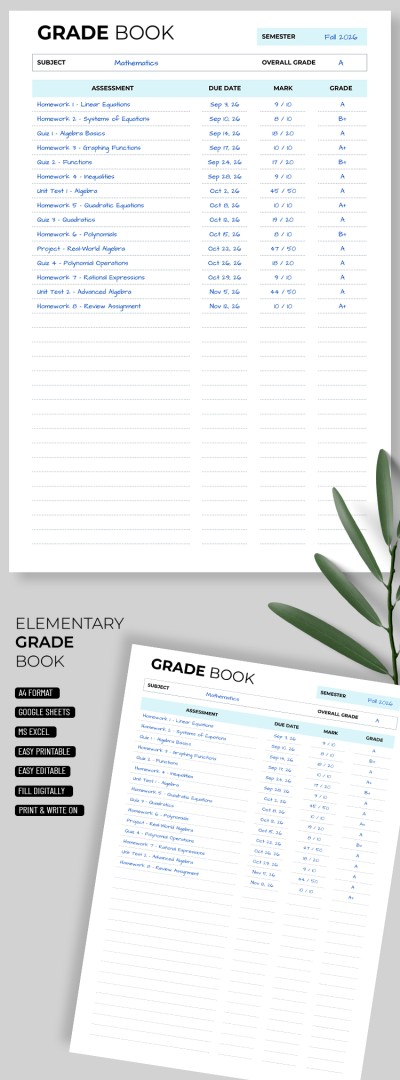 Modelo de livro de notas do ensino fundamental Modelo