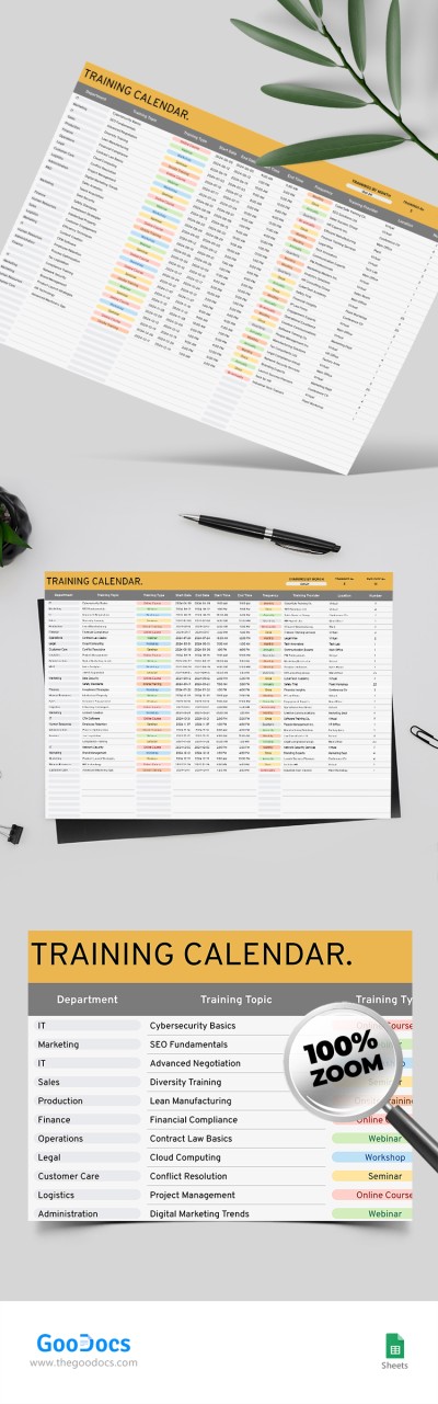 Employee Training Calendar Template