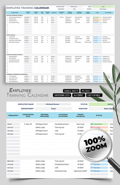 Employee Training Calendar Template – Corporate Planning Template Template