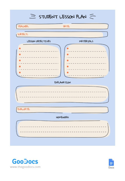 Enjoyable Student Lesson Plan Template