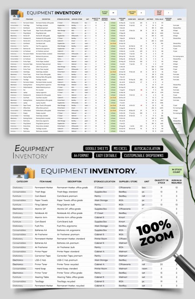 Equipment Inventory Template Template