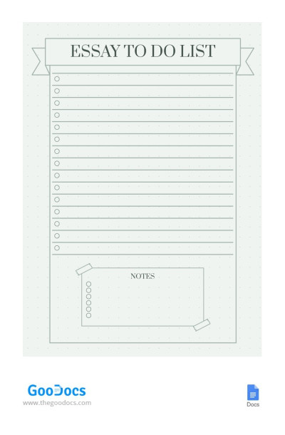 Essay To Do List Template